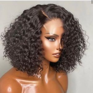 Luvmehair Short Deep Wave Kinky Curly Closure Wig